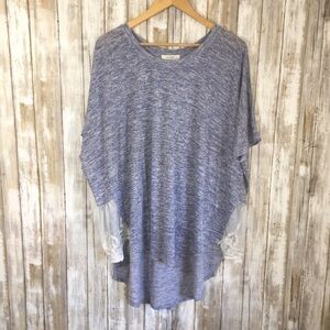 Umgee Purple Oversized Lace Side High Low Blouse